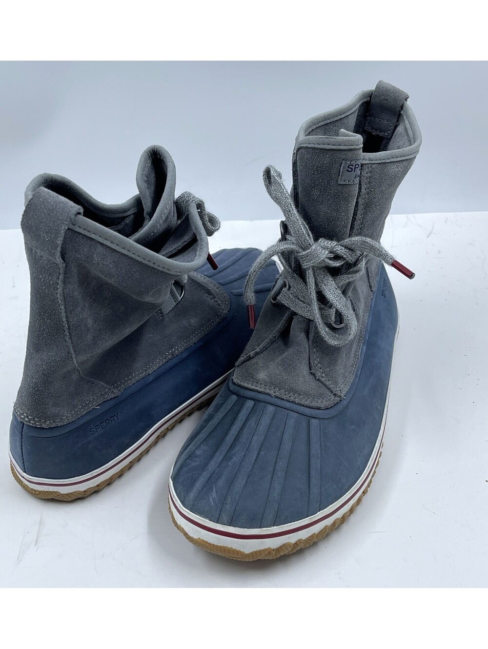 Sperry Schooner Slouch Duck Boots Women's Sz 10 Gray Suede Missing Insoles
